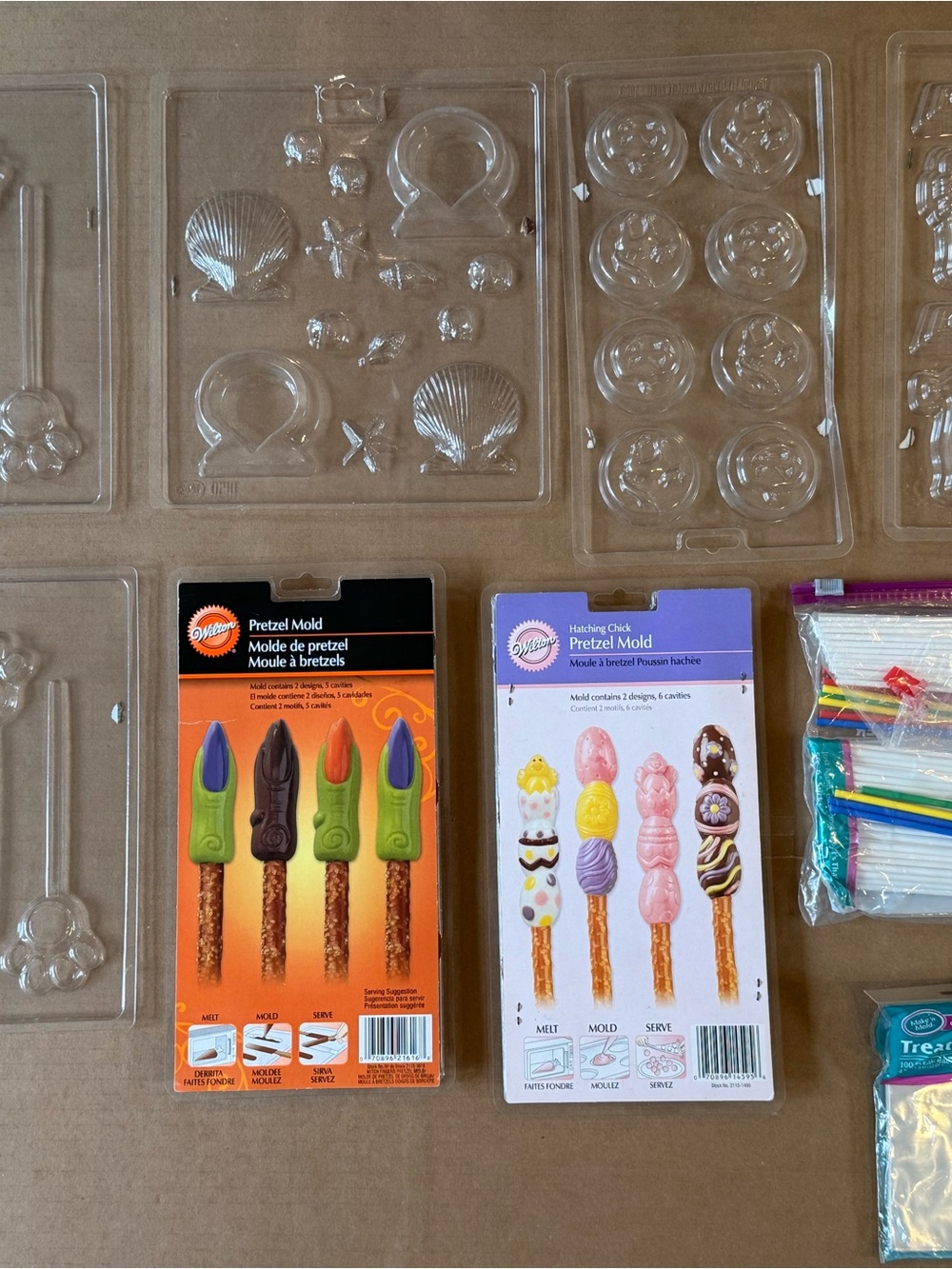 Wilton Candy & Pretzel Molds Lot – Lollipop Molds, Sticks & Treat Bags